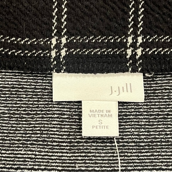 NEW J.Jill Black/Cream Windowpane Plaid Mini Skirt SP Small Petite Cotton Blend - Picture 11 of 16